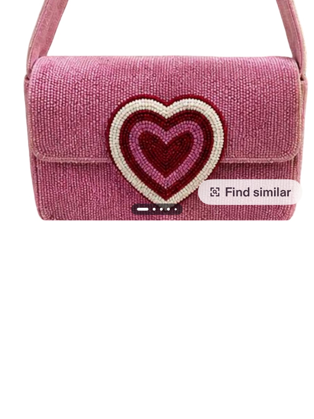 Source Unknown Pink Beaded Heart Shoulder Bag
